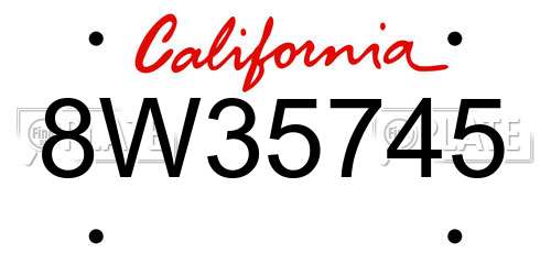 8W35745 California License Plate