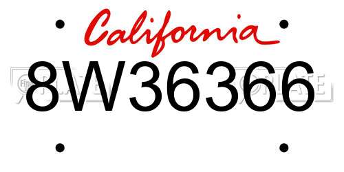 8W36366 California License Plate