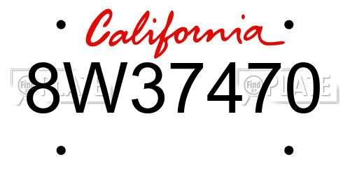 8W37470 California License Plate