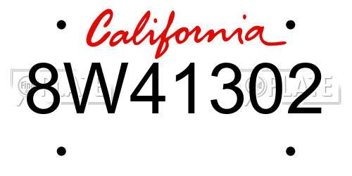 8W41302 California License Plate