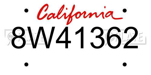8W41362 California License Plate