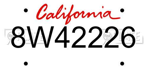 8W42226 California License Plate