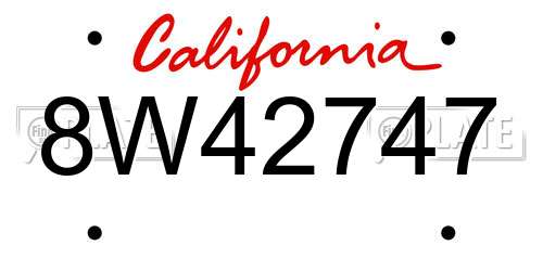 8W42747 California License Plate