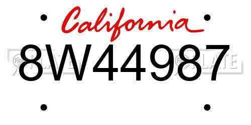 8W44987 California License Plate