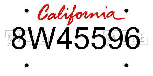 8W45596 California License Plate