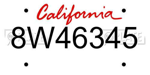 8W46345 California License Plate