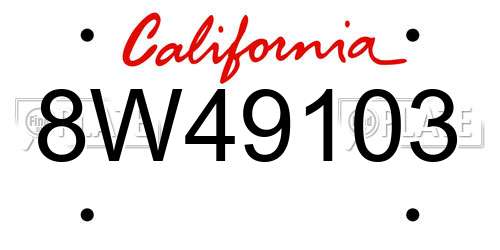 8W49103 California License Plate