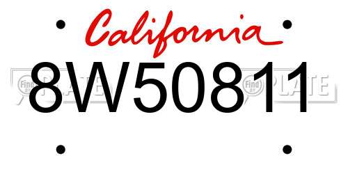 8W50811 California License Plate
