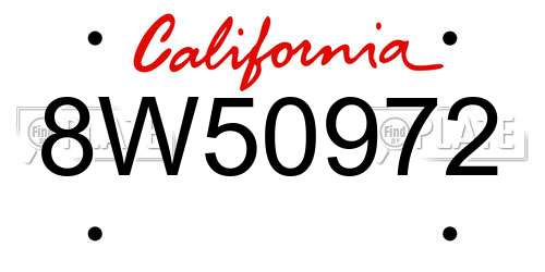 8W50972 California License Plate