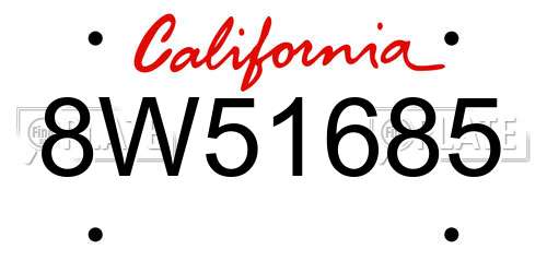 8W51685 California License Plate