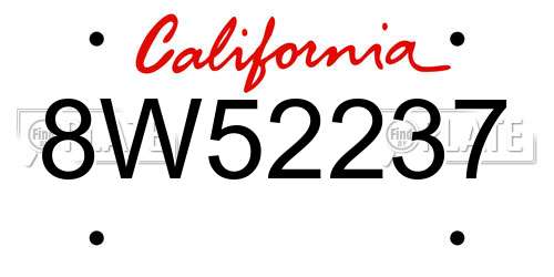 8W52237 California License Plate
