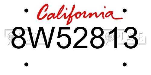8W52813 California License Plate