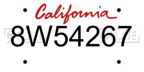 8W54267 California License Plate