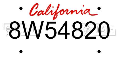 8W54820 California License Plate