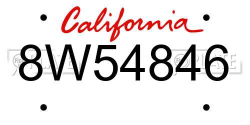 8W54846 California License Plate