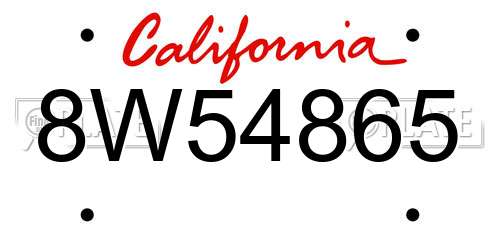 8W54865 California License Plate