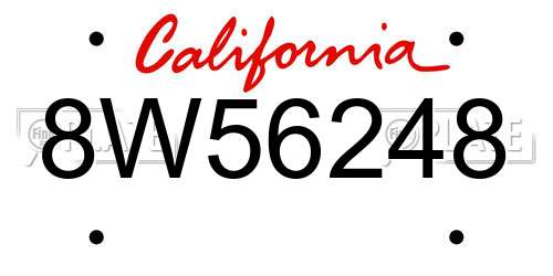 8W56248 California License Plate