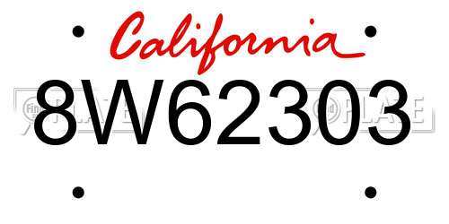 8W62303 California License Plate