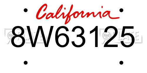 8W63125 California License Plate