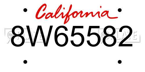 8W65582 California License Plate