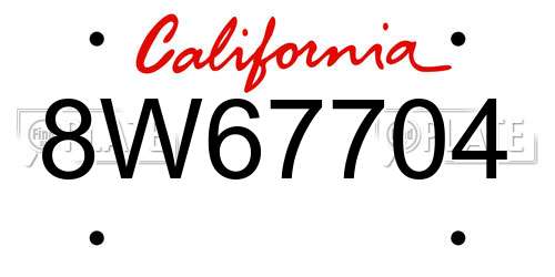 8W67704 California License Plate