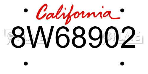 8W68902 California License Plate