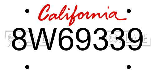 8W69339 California License Plate