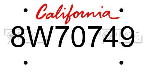 8W70749 California License Plate