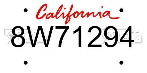 8W71294 California License Plate