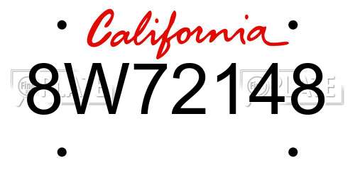8W72148 California License Plate