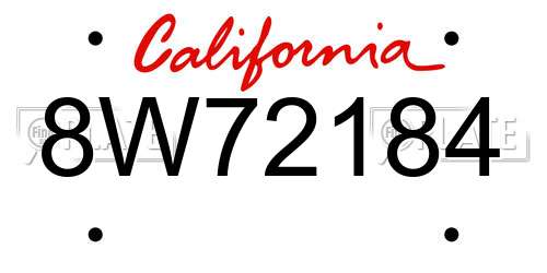 8W72184 California License Plate
