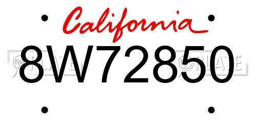 8W72850 California License Plate