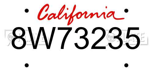 8W73235 California License Plate