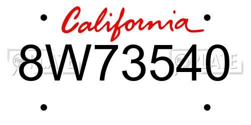 8W73540 California License Plate