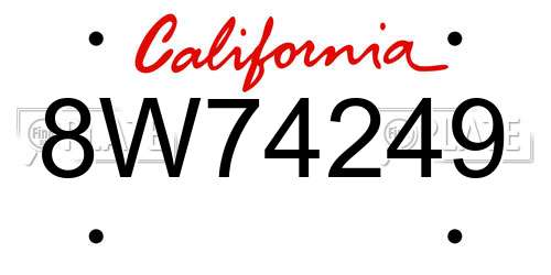 8W74249 California License Plate