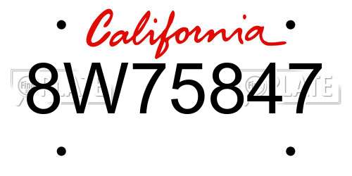 8W75847 California License Plate