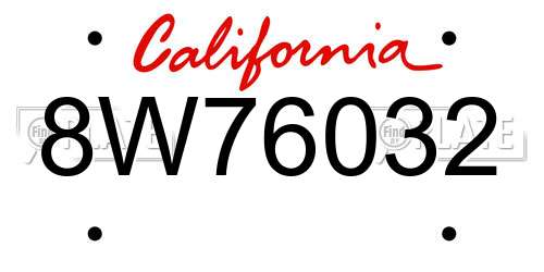 8W76032 California License Plate