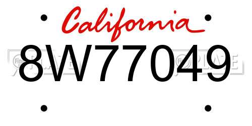 8W77049 California License Plate