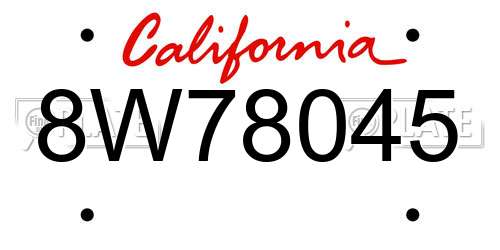 8W78045 California License Plate