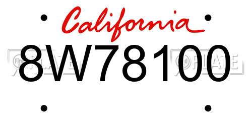 8W78100 California License Plate