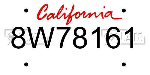 8W78161 California License Plate