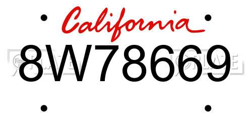 8W78669 California License Plate