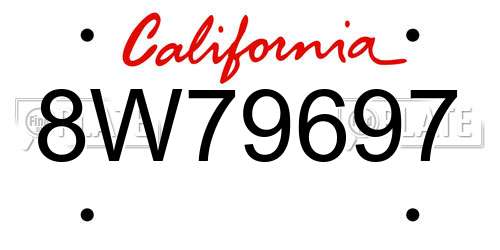 8W79697 California License Plate
