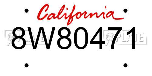 8W80471 California License Plate