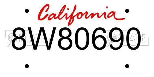 8W80690 California License Plate