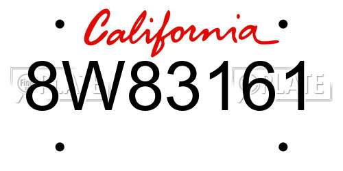 8W83161 California License Plate
