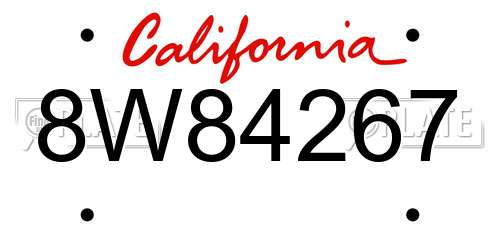 8W84267 California License Plate