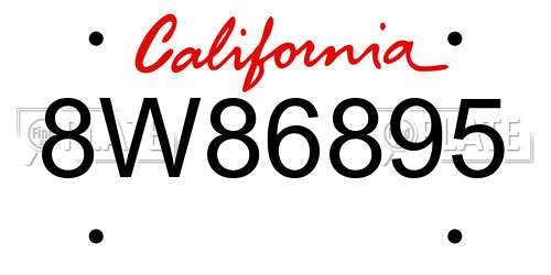 8W86895 California License Plate