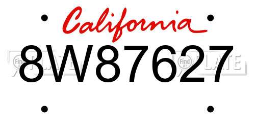 8W87627 California License Plate