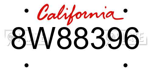 8W88396 California License Plate
